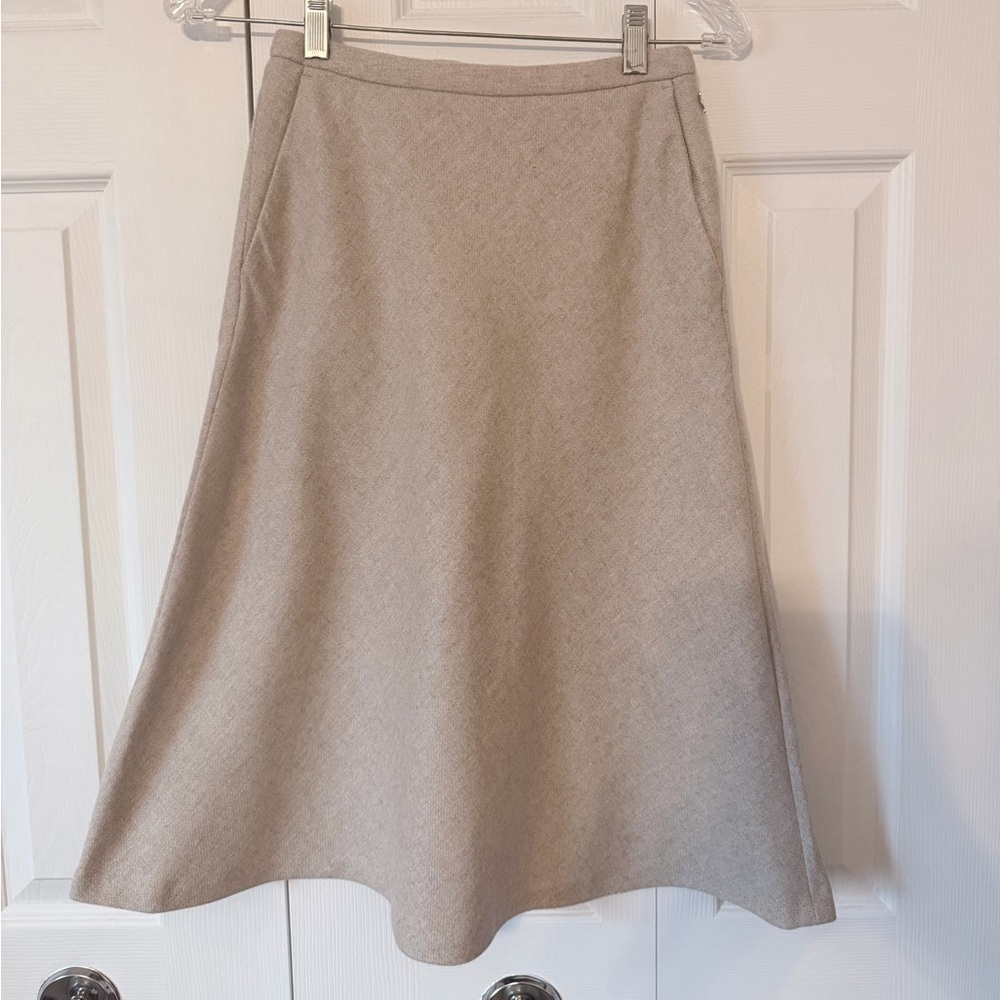 Massimo Dutti Light Beige Wool Skirt with Lining